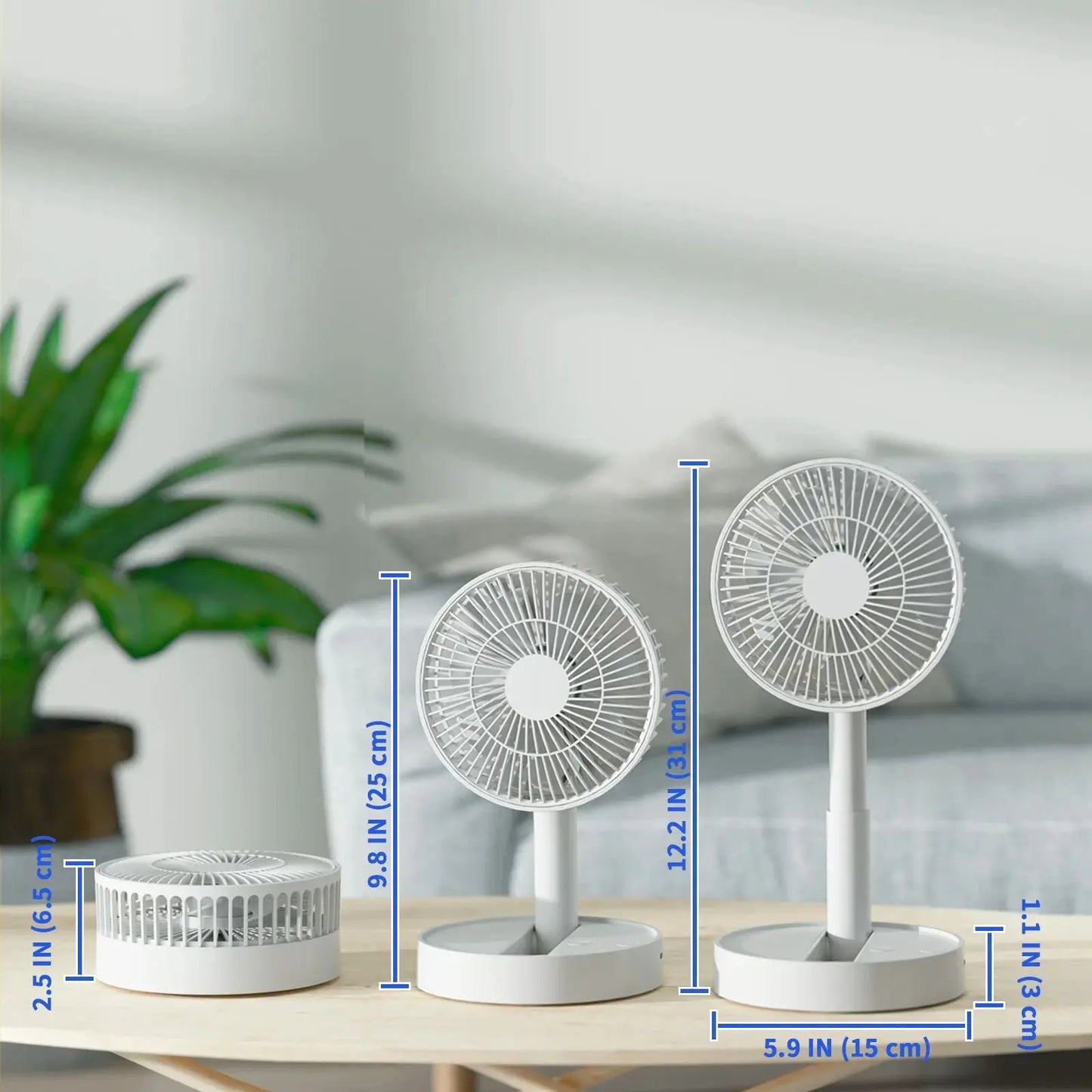 USB Foldable Fan with 4 Speeds ＆ Timing,Battery Operated Mini Fan for Bedroom