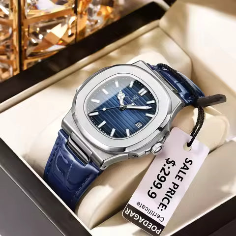 POEDAGAR Square Luxury Men Wristwatch Waterproof