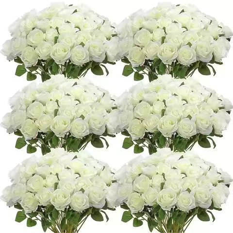 100cm Luxury White Rose Artificial Flower Row