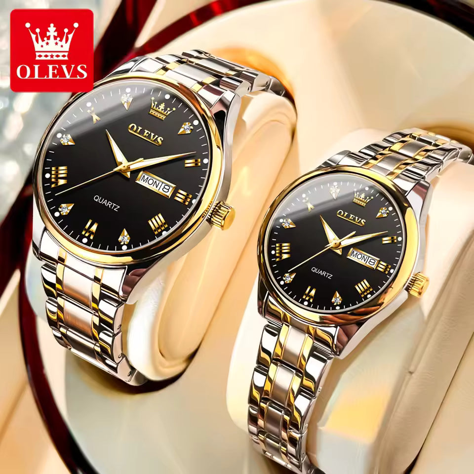 OLEVS High Quality Luxury Couple Watch For Men Women