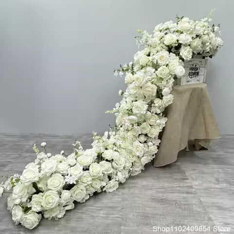100cm Luxury White Rose Artificial Flower Row