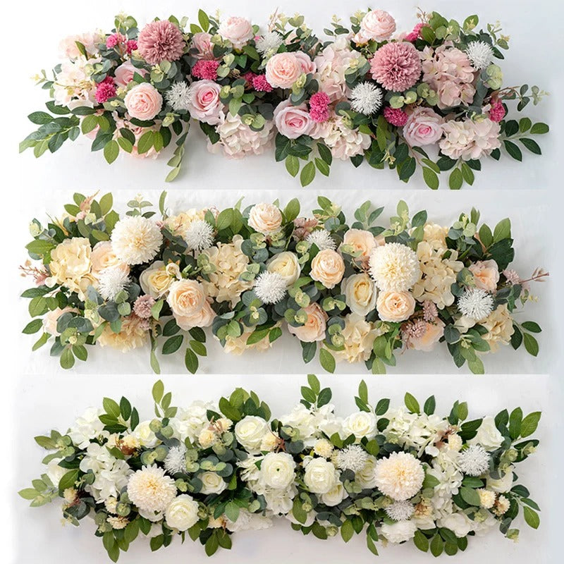 100cm Luxury White Rose Artificial Flower Row
