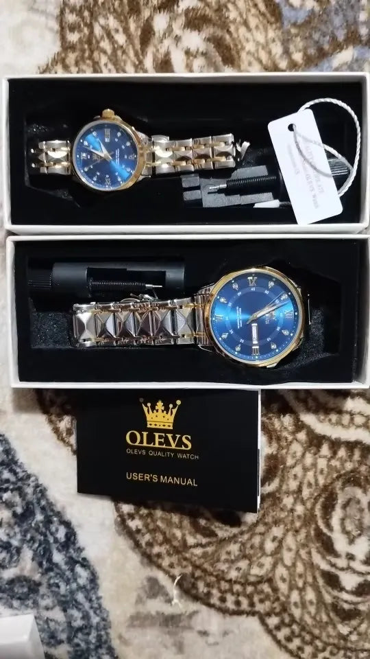 OLEVS 2906 Fashion Date Quartz Couple Watches Diamond