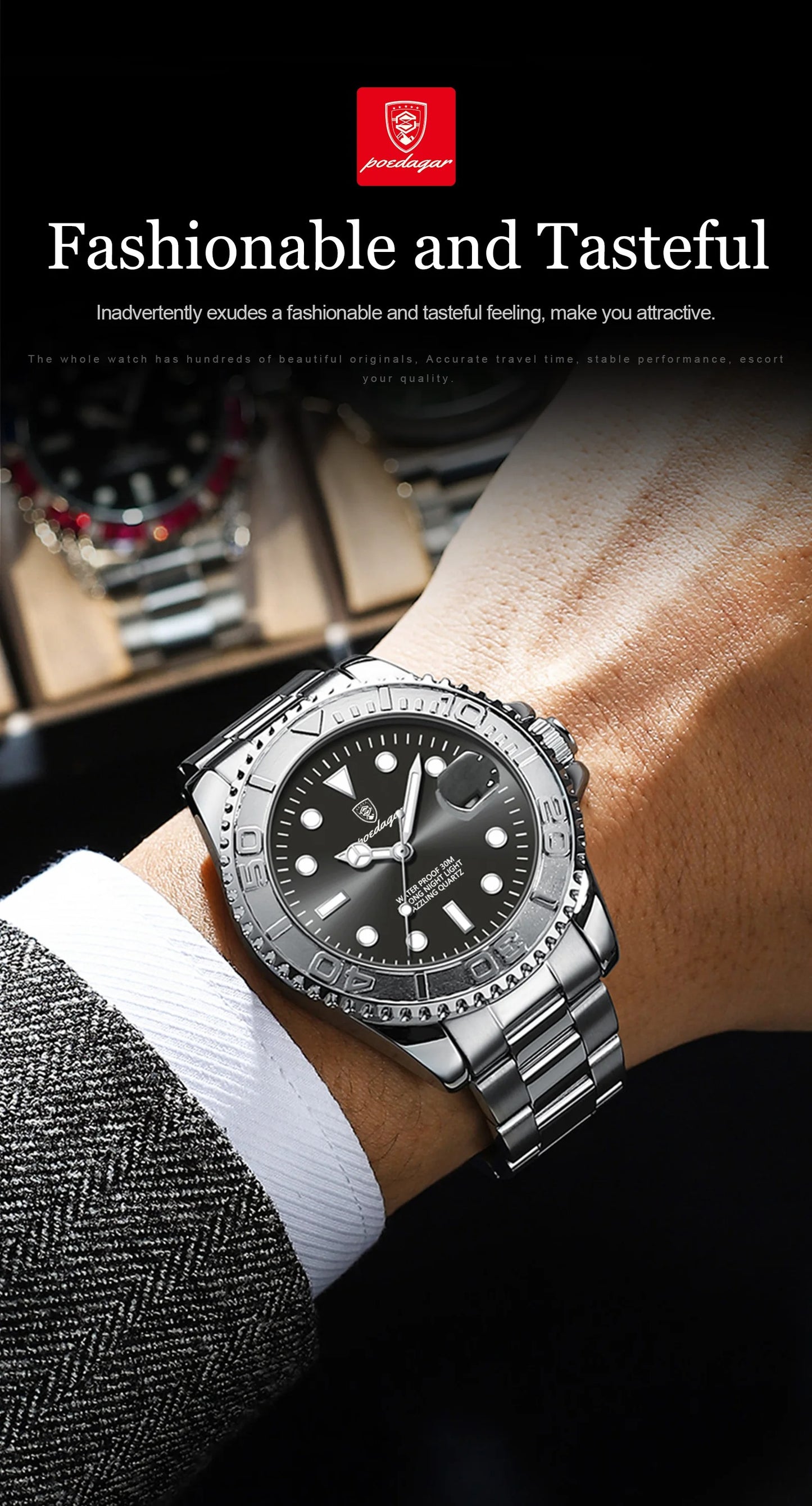 POEDAGAR Luxury Men Watch Business Quartz