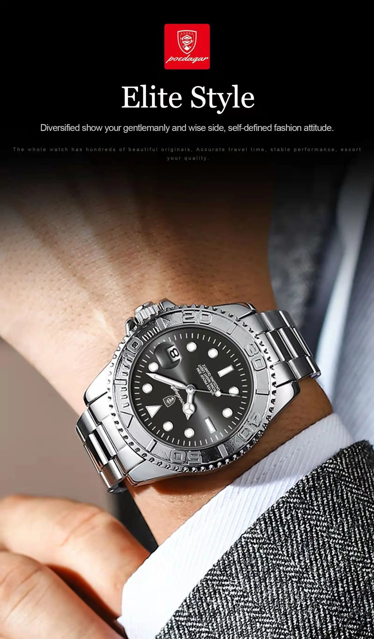 POEDAGAR Luxury Men Watch Business Quartz