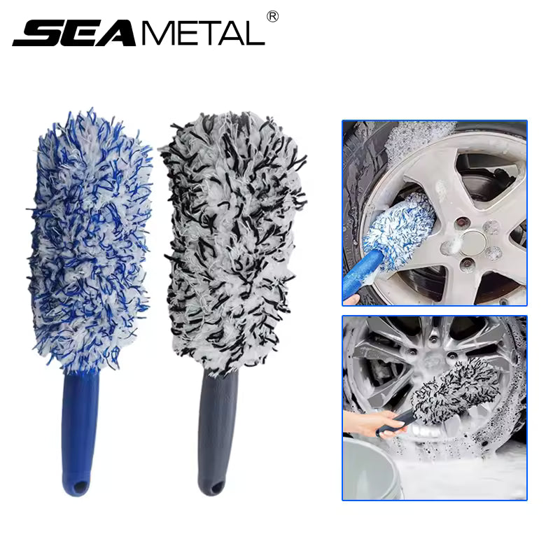 EAMETAL Car Wheel Tire Rim Cleaning Brush Portable Plush Car Wheel Hub Brush Washing Tool Car Detailing Care Dust Removal Brush